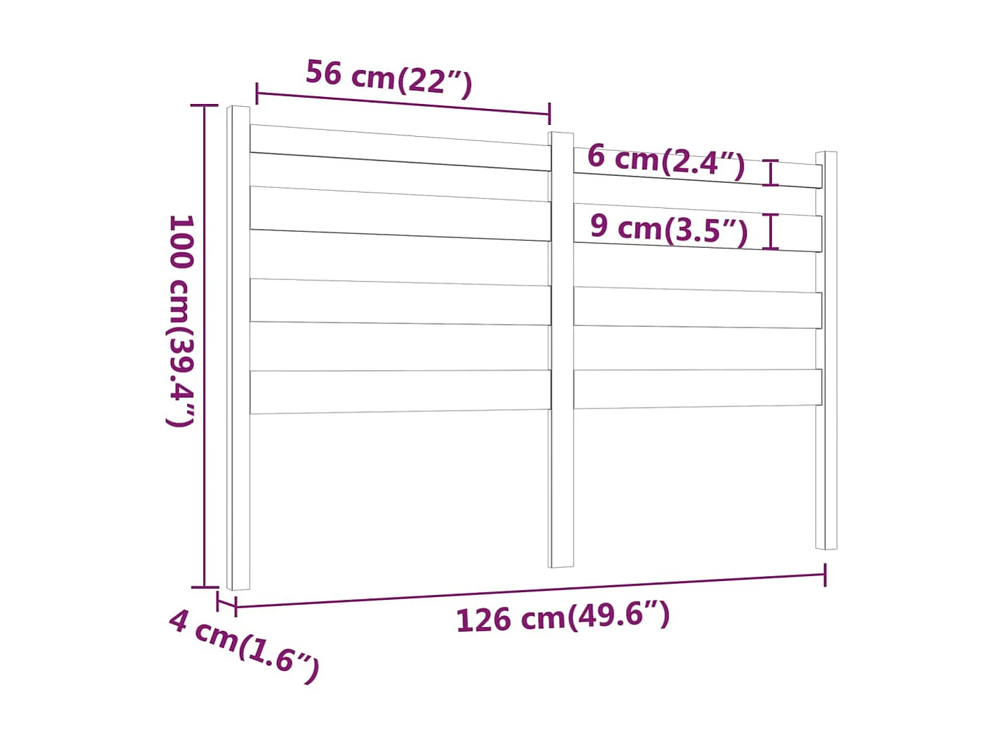 Tête de lit Gris 126x4x100 cm Bois massif de pin