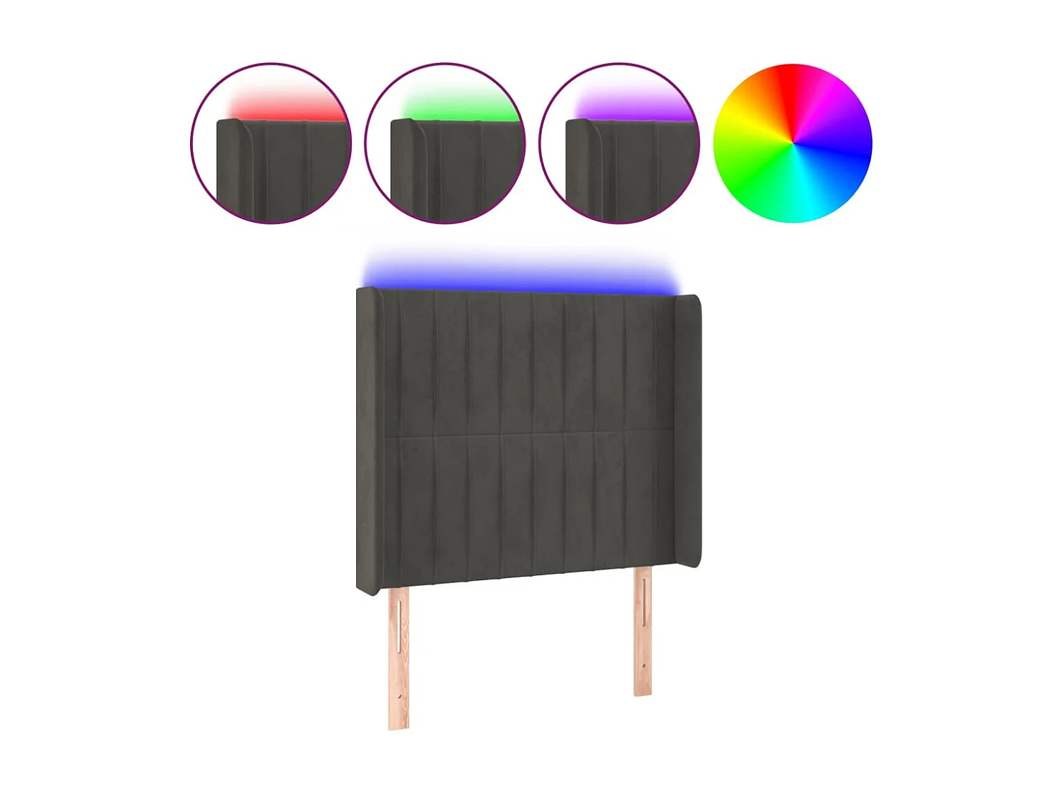 Cabecero LED Gris oscuro 83x16x118/128 cm Terciopelo