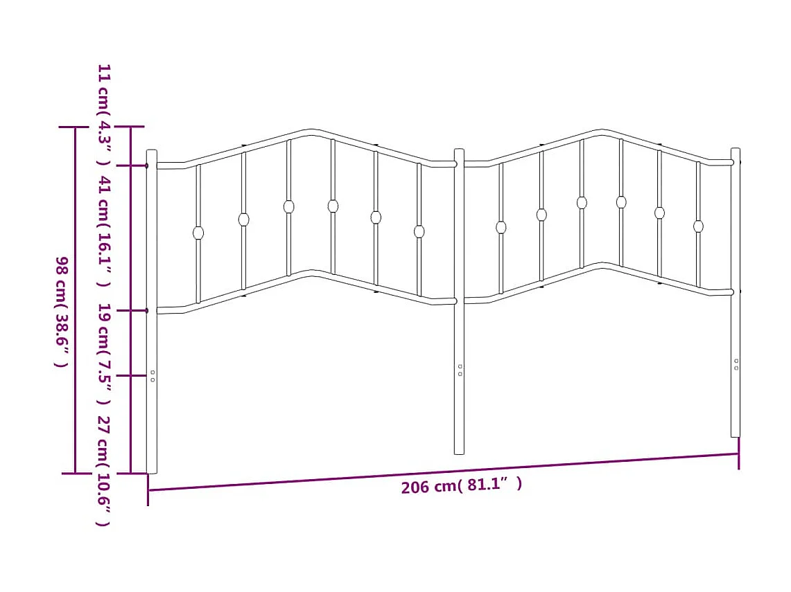 Tête de lit métal blanc 200 cm