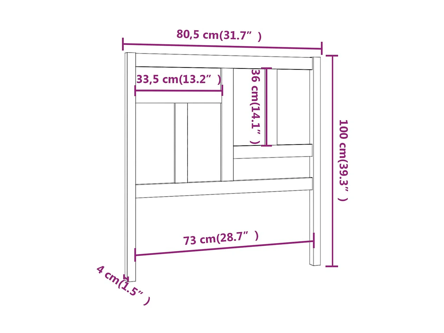 Tête de lit Noir 80,5x4x100 cm Bois massif de pin