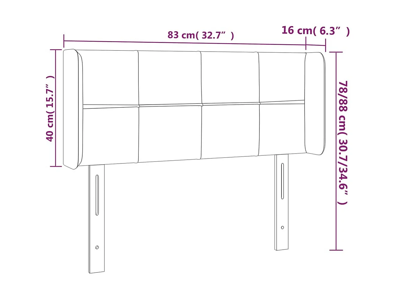 Tête de lit à LED Gris clair 83x16x78/88 cm Tissu