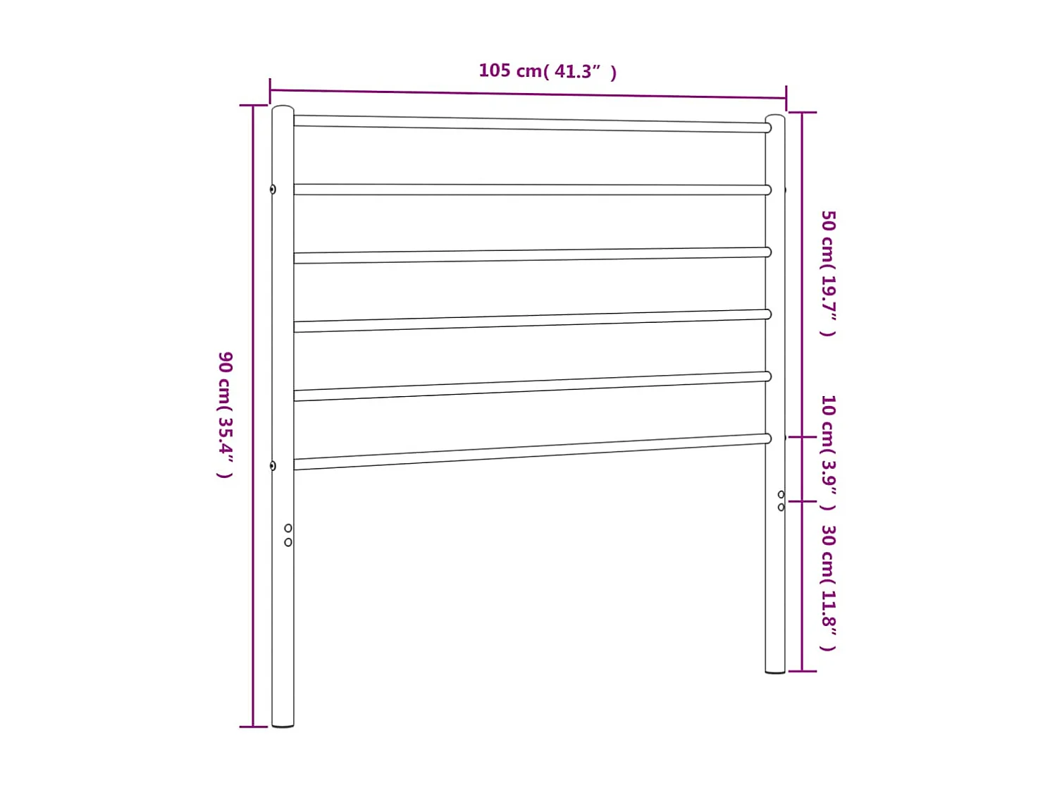 Tête de lit métal noir 100 cm