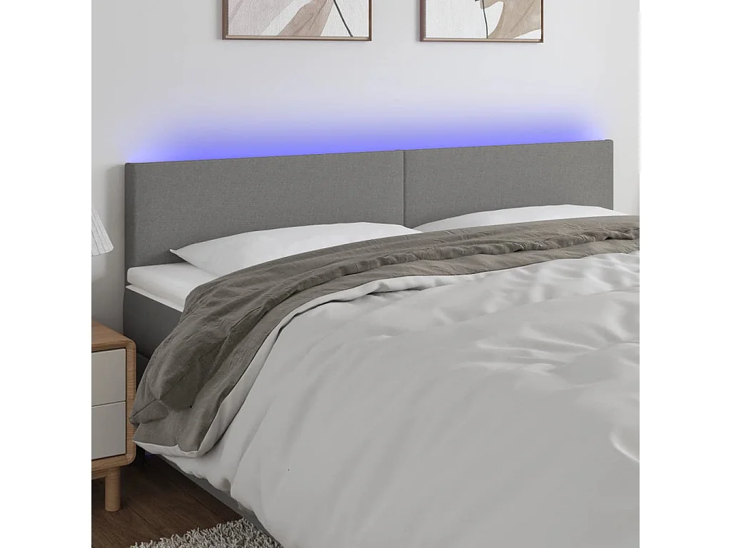 Tête de lit à LED Gris foncé 160x5x78/88 cm Tissu