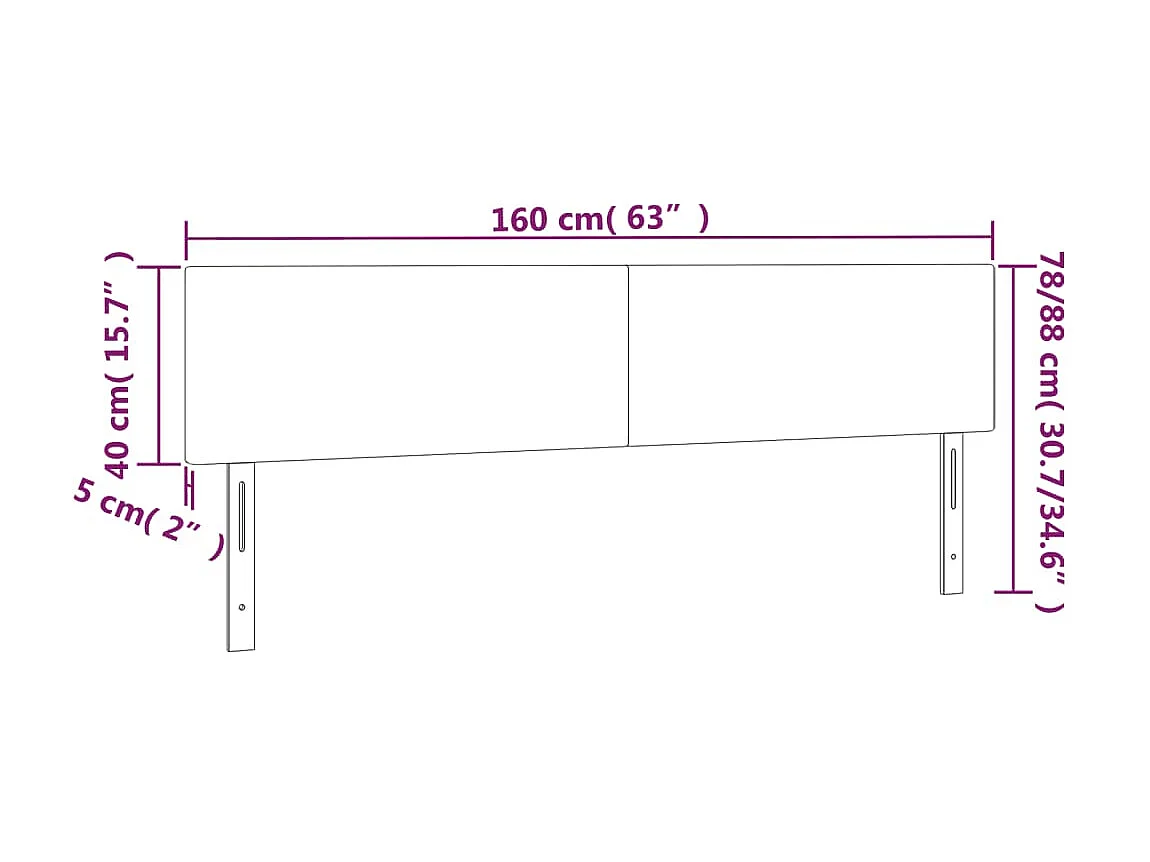 Tête de lit à LED Gris foncé 160x5x78/88 cm Tissu