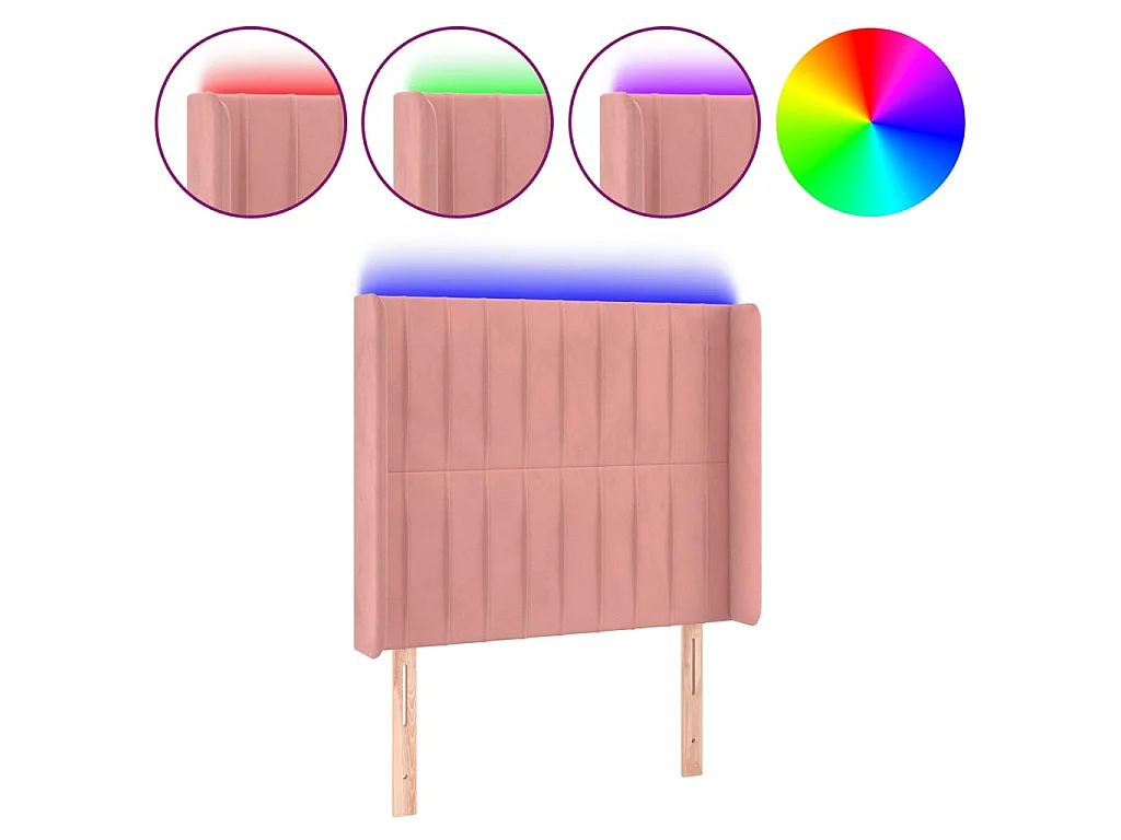 Cabeceira LED rosa 83x16x118/128 cm veludo
