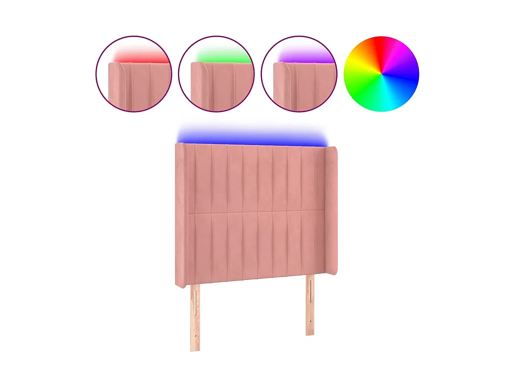 Tête de lit à LED Rose 83x16x118/128 cm Velours