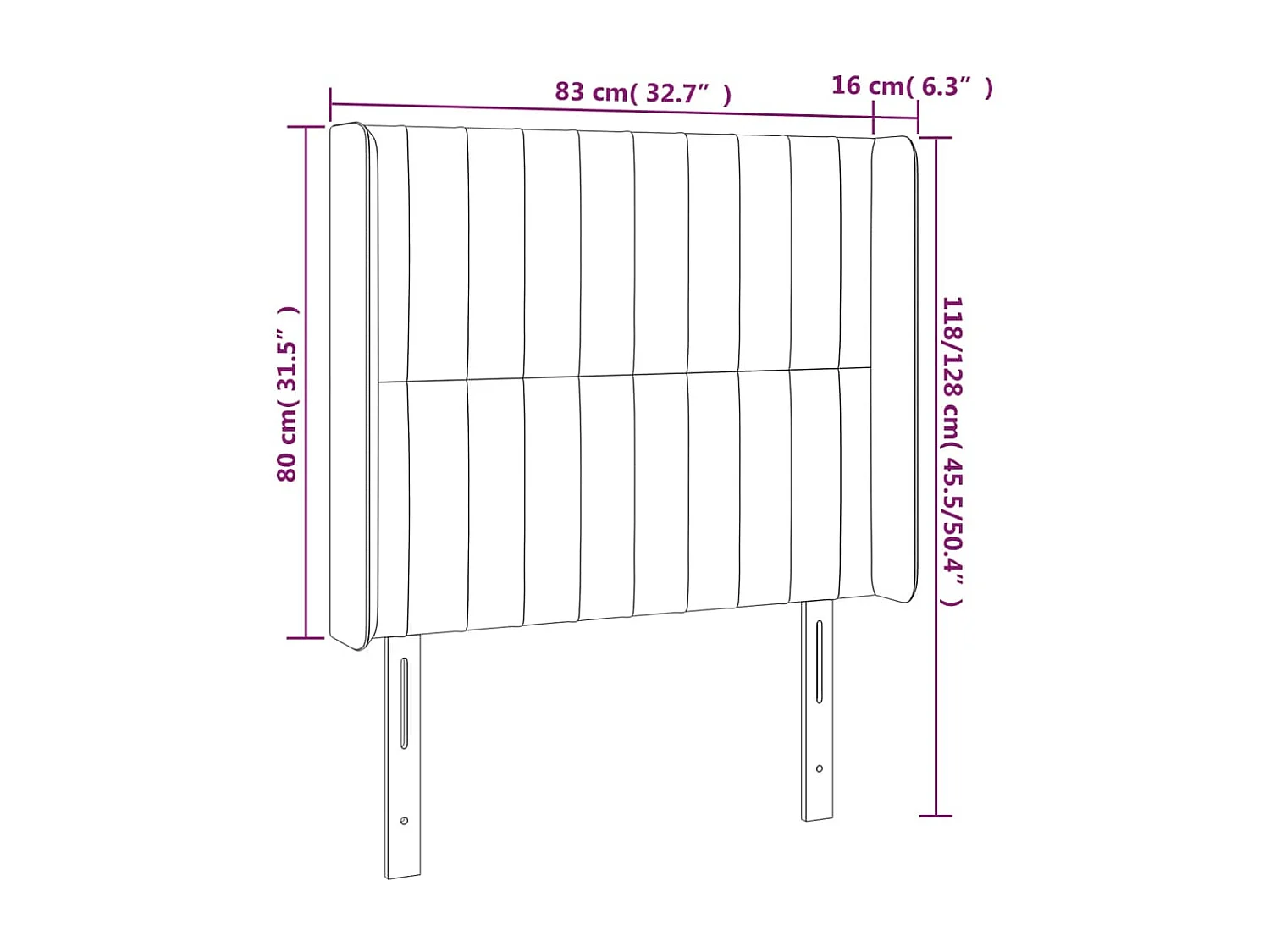Tête de lit à LED Rose 83x16x118/128 cm Velours