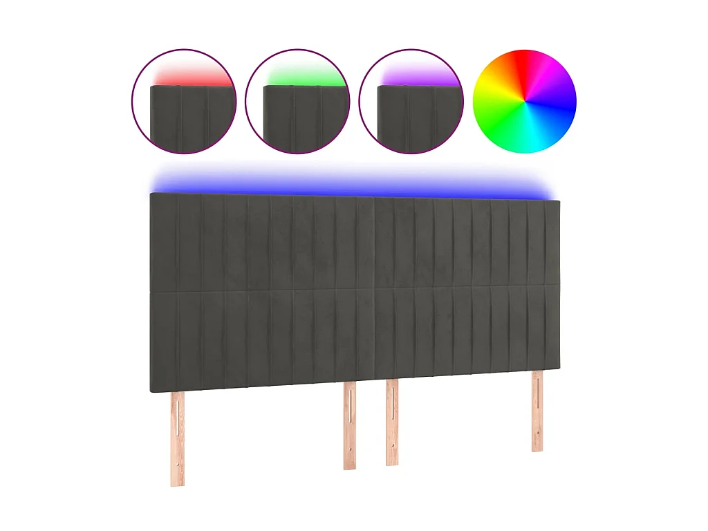 Tête de lit à LED Gris foncé 200x5x118/128 cm Velours