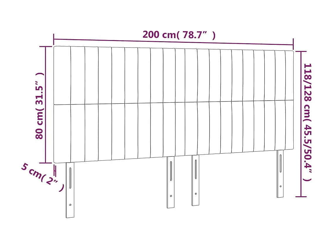 Tête de lit à LED Gris foncé 200x5x118/128 cm Velours