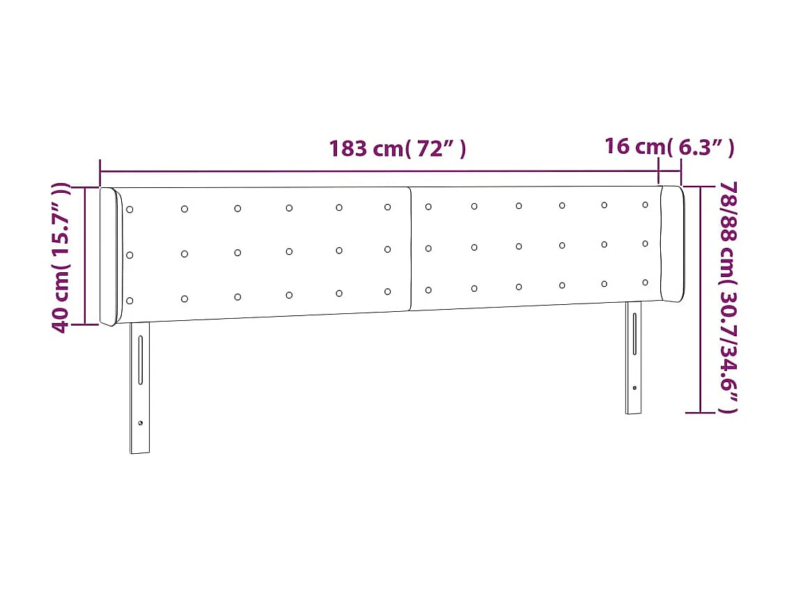 Tête de lit à LED Noir 183x16x78/88 cm Similicuir