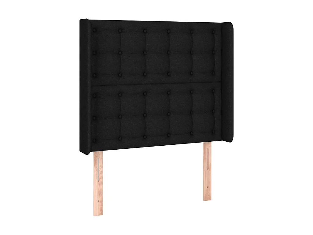Tête de lit avec oreilles Noir 93x16x118/128 cm Tissu