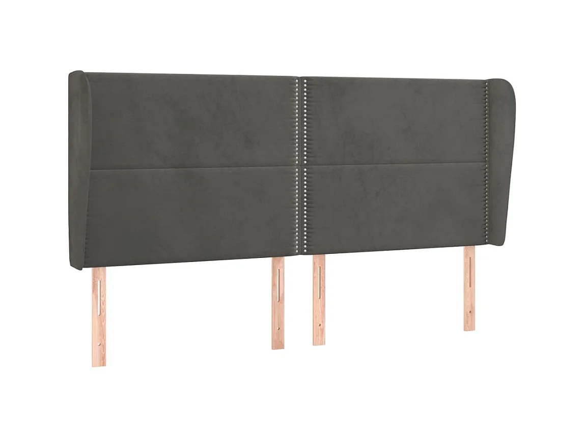 Tête de lit avec oreilles Gris foncé 203x23x118/128 cm Velours