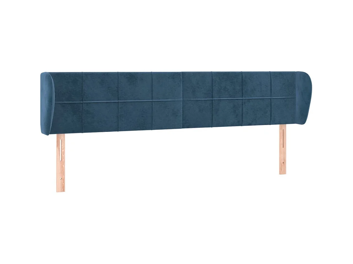 Tête de lit avec oreilles Bleu foncé 203x23x78/88 cm Velours