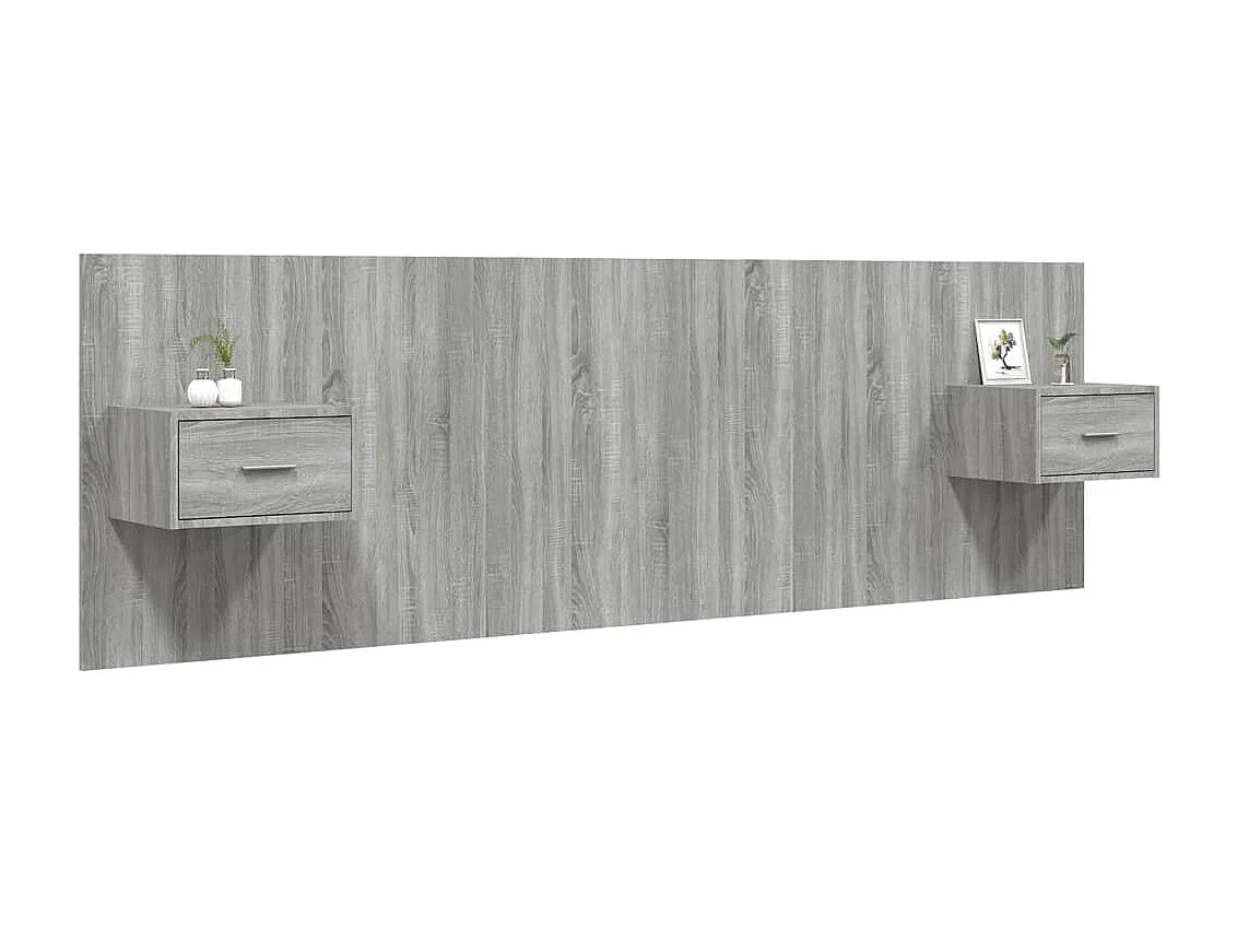 Cabecera gris Sonoma con gabinetes de madera de ingeniería
