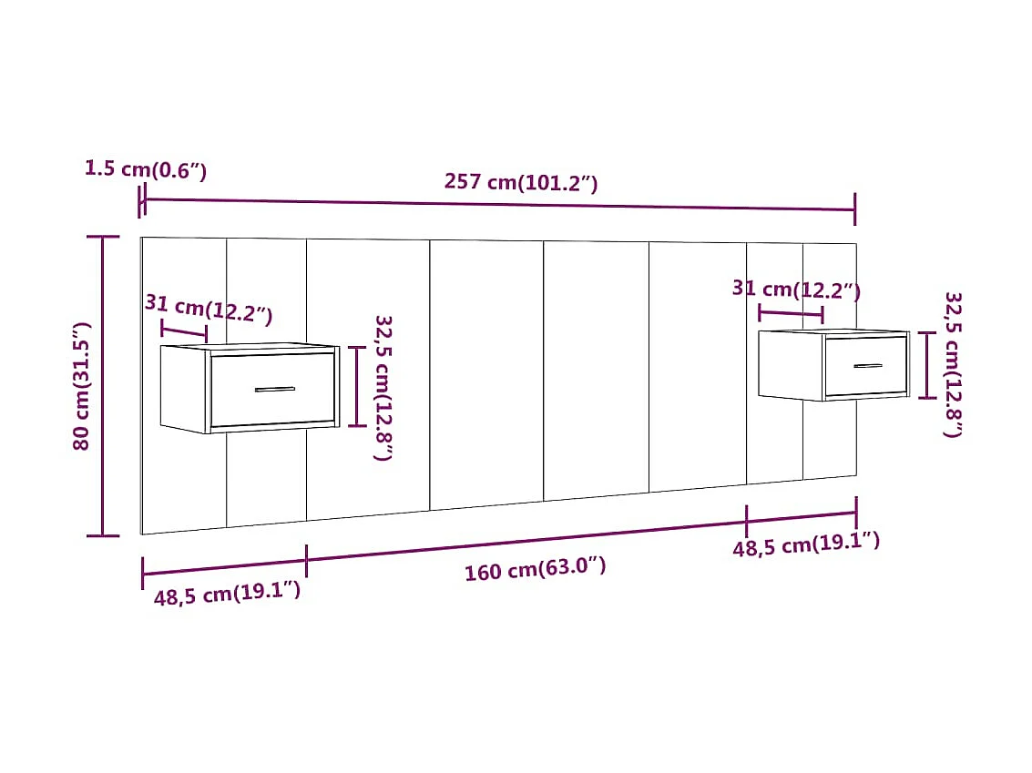 Cabecera gris Sonoma con gabinetes de madera de ingeniería