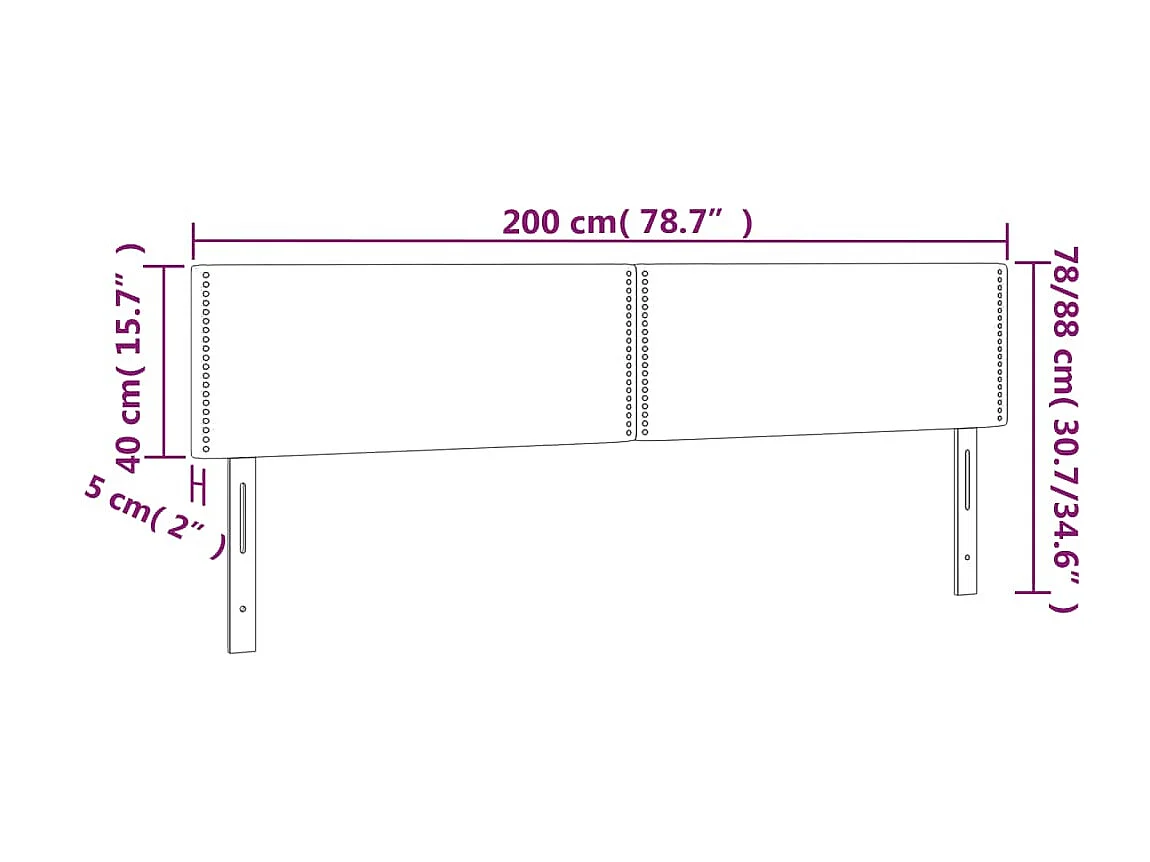 Cabeceiras 2 pcs Tecido Azul 100x5x78/88 cm