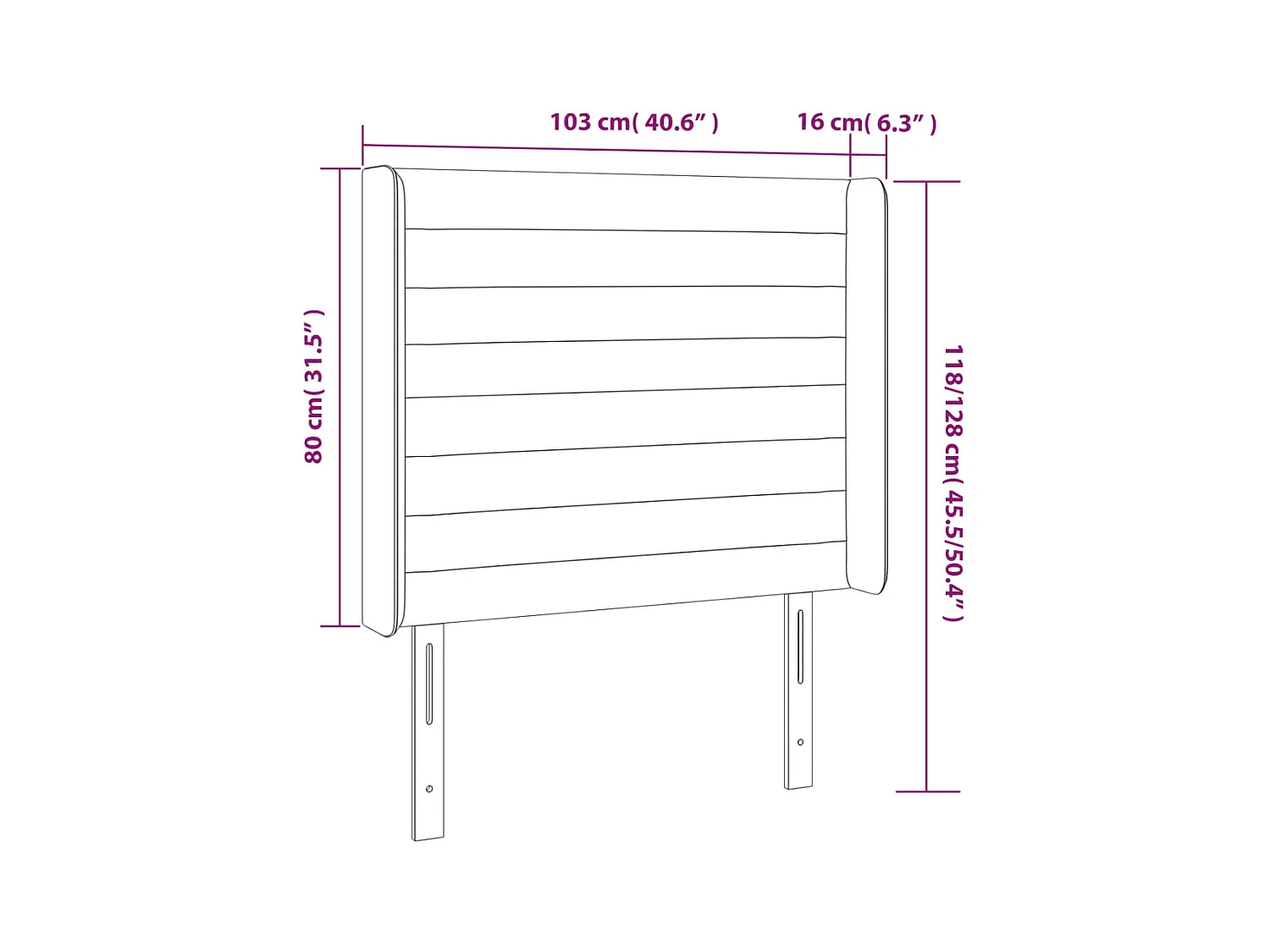 Tête de lit à LED Bleu 103x16x118/128 cm Tissu