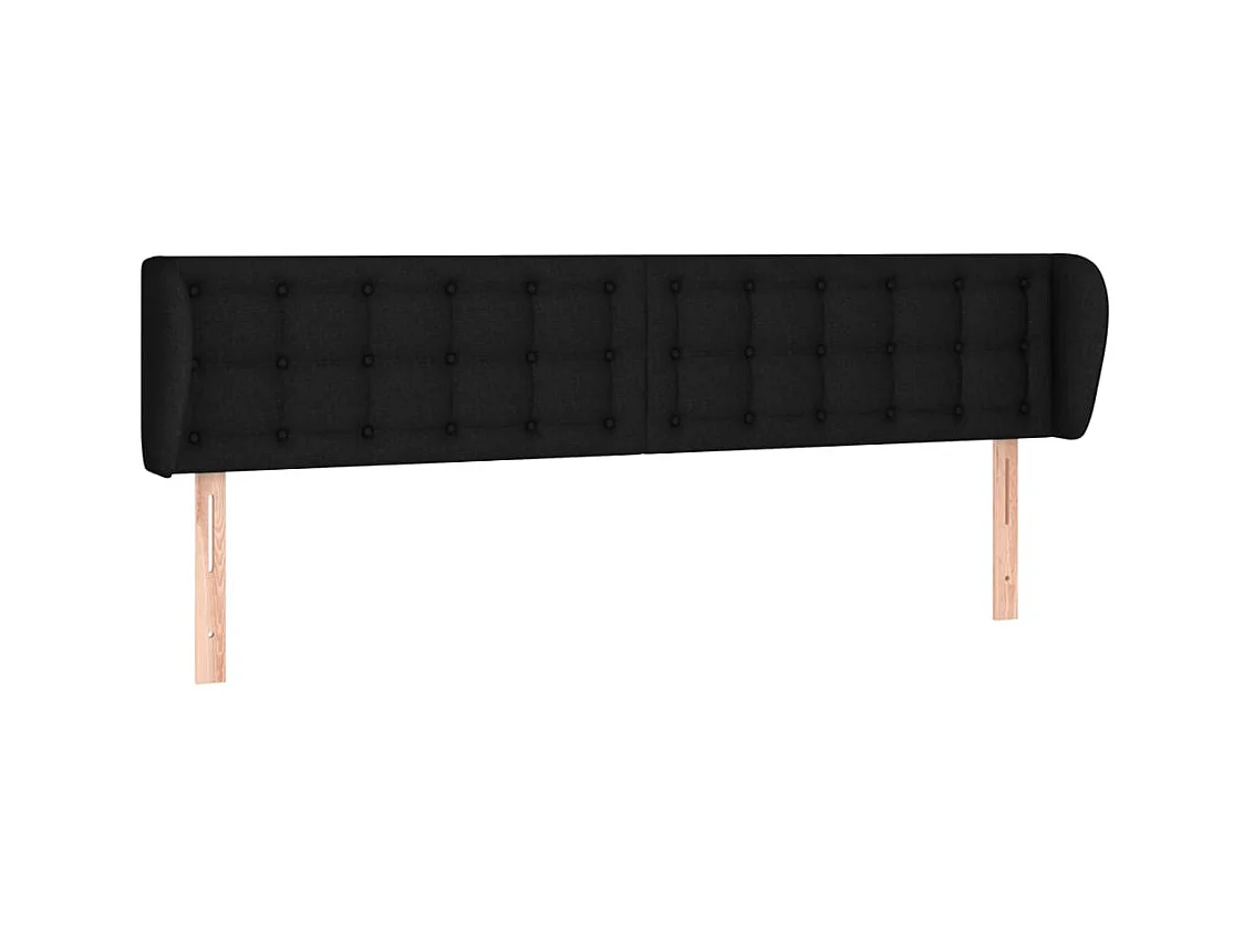 Tête de lit avec oreilles Noir 183x23x78/88 cm Tissu