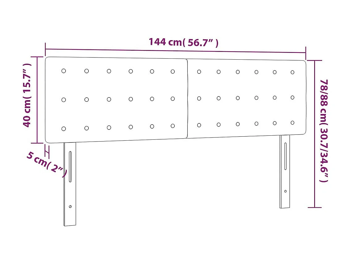 Testiera LED Grigio scuro 144x5x78/88 cm Velluto