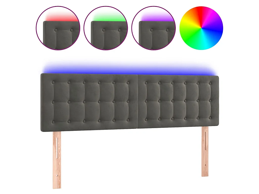 Cabeceira LED Cinza escuro 144x5x78/88 cm Veludo