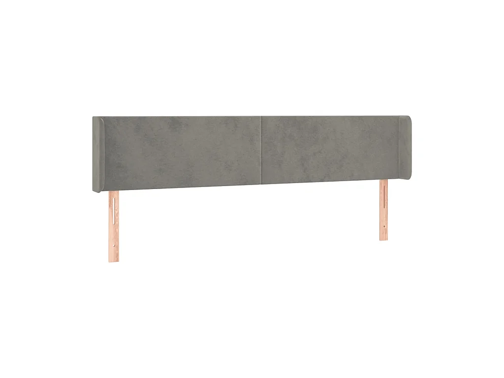 Tête de lit avec oreilles Gris clair 183x16x78/88 cm Velours