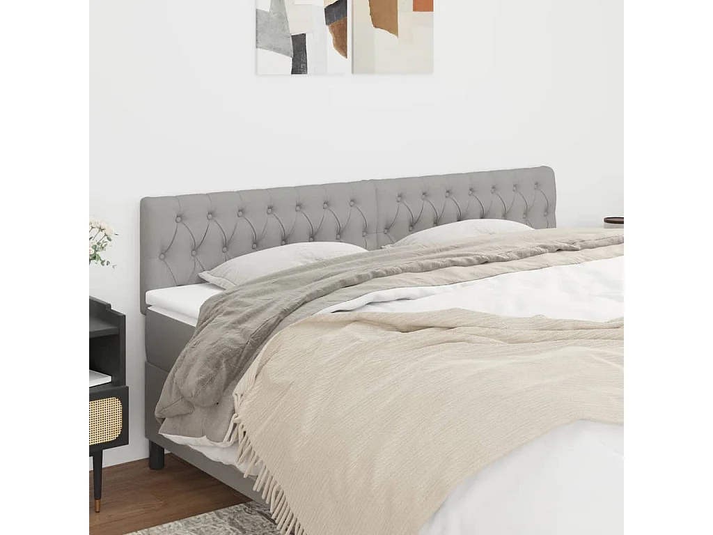 Testiere 2 pz Tessuto Grigio Chiaro 100x7x78/88 cm