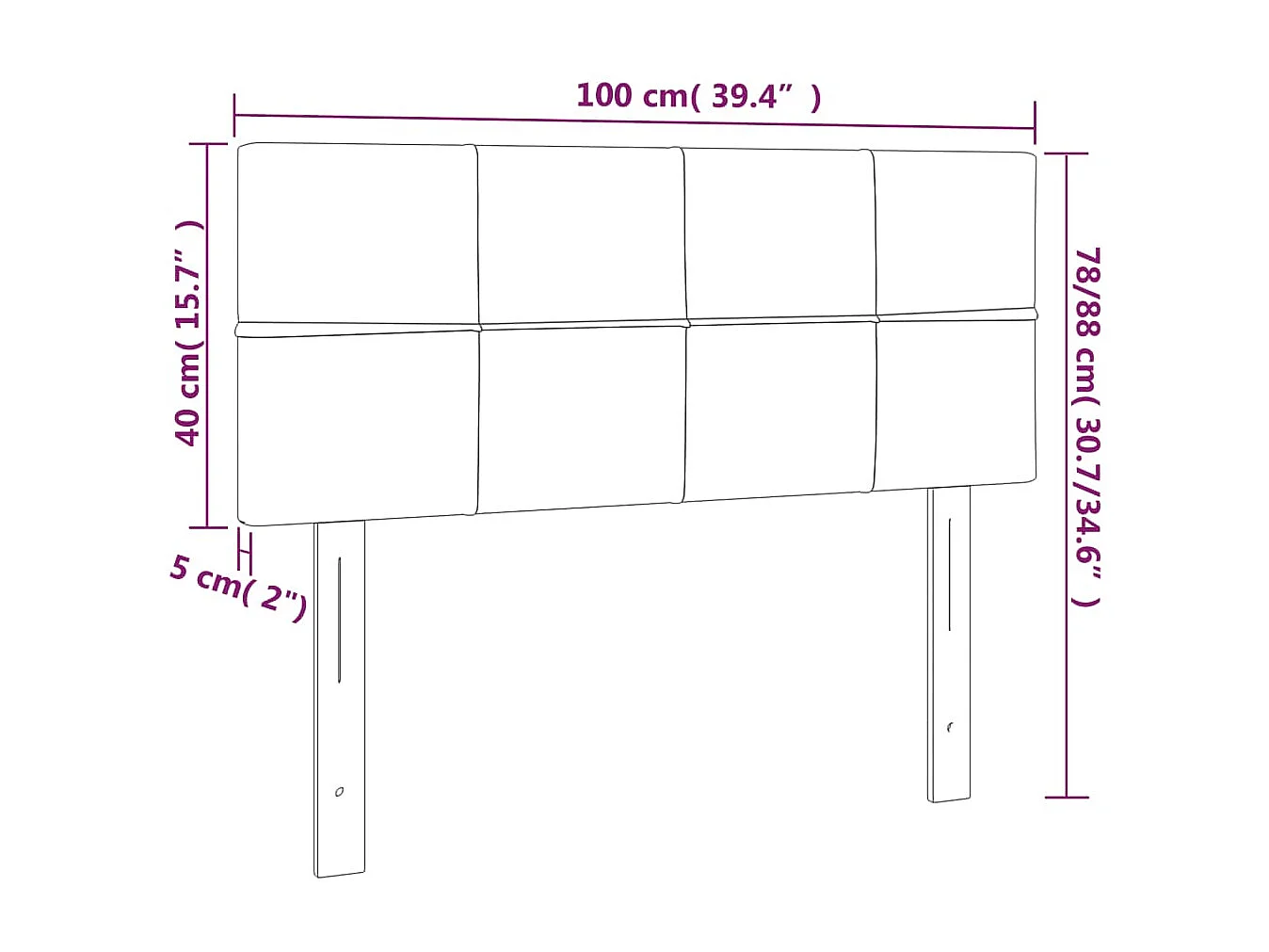 Tête de lit Gris clair 100x5x78/88 cm Tissu