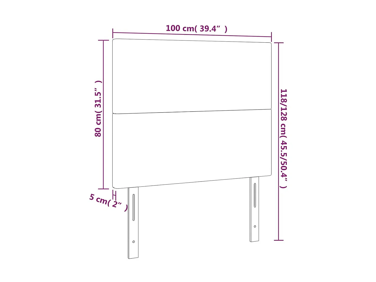 Kopfteile 2 Stk. Hellgrau 100x5x78/88 cm Samt