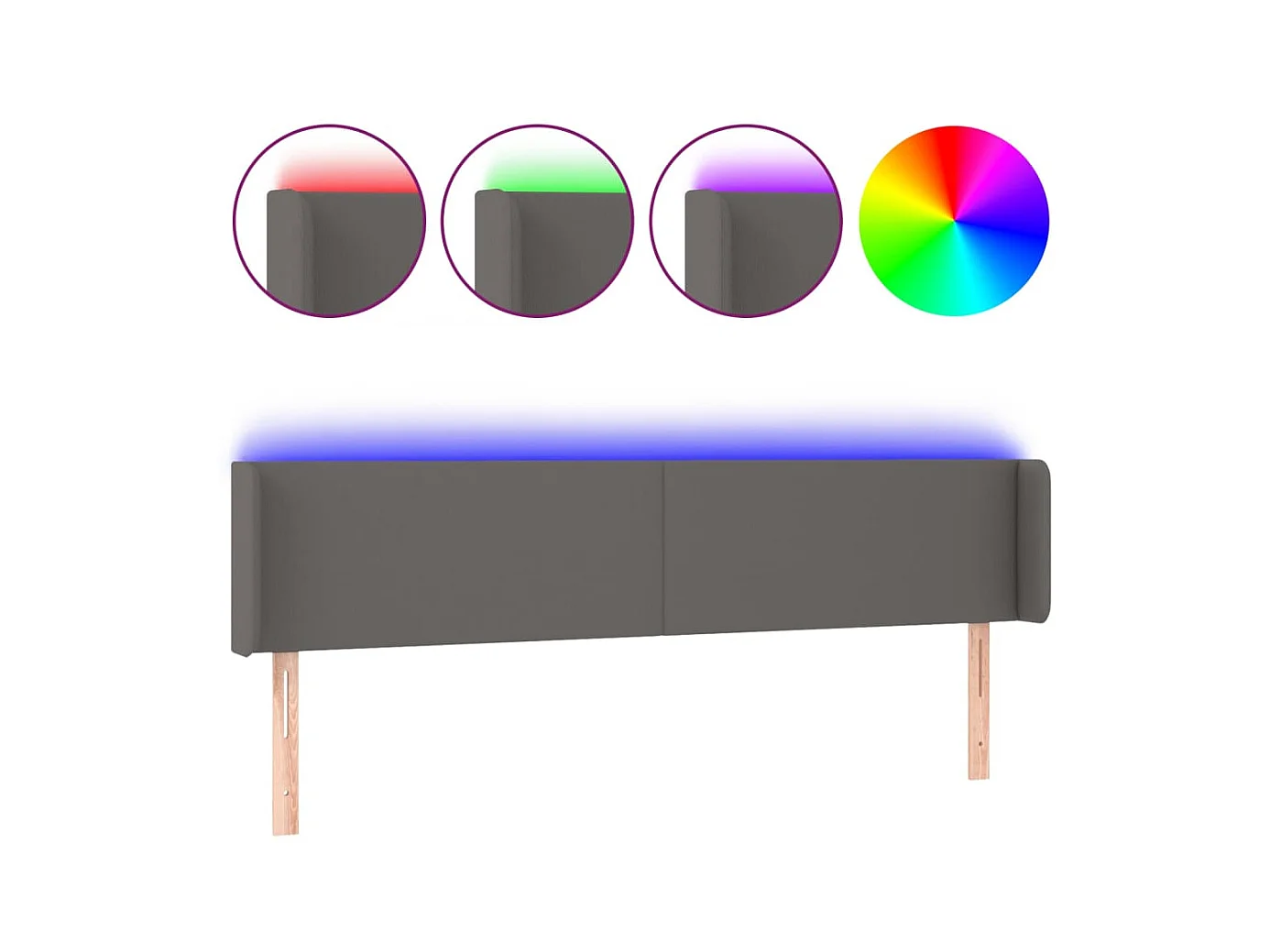 LED-hoofdeinde Grijs 163x16x78/88 cm Kunstleer