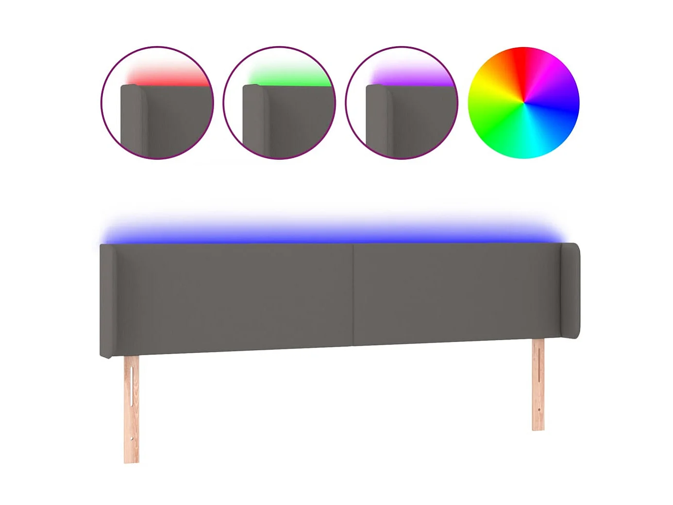 LED-Kopfteil Grau 163x16x78/88 cm Kunstleder