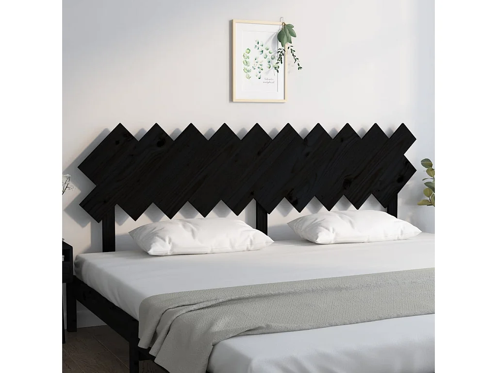 Cabecero Negro 196x3x80,5 cm Madera maciza de pino