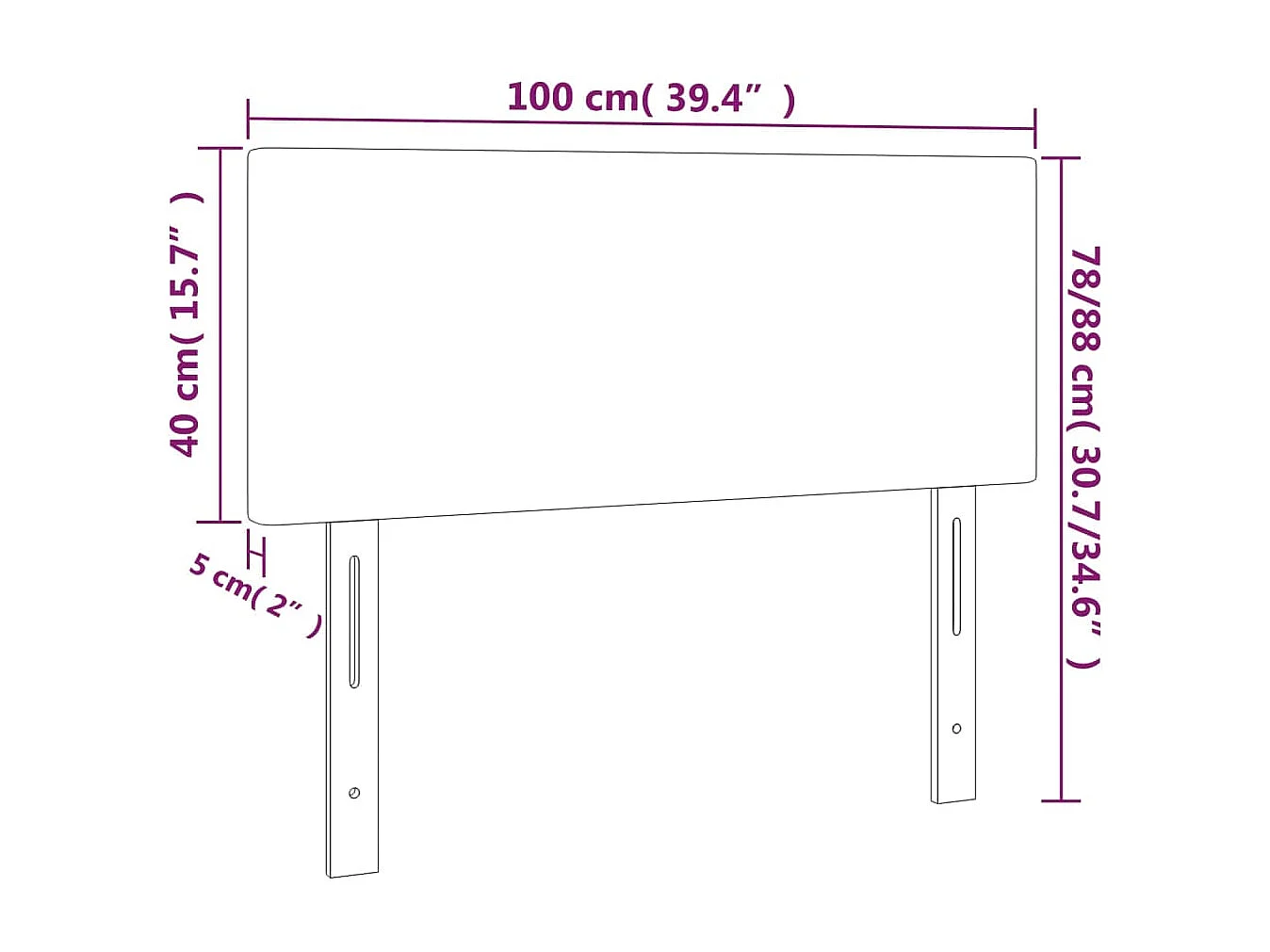 Cabeceira Creme 100x5x78/88 cm Tecido Creme