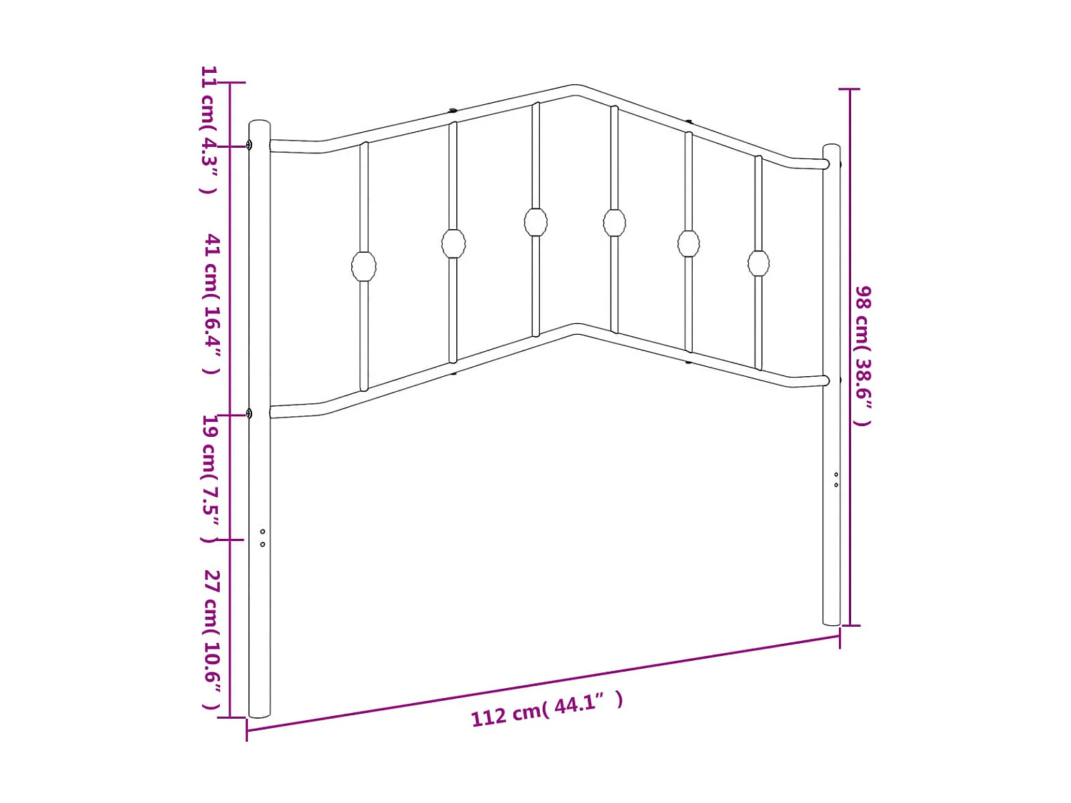Tête de lit métal blanc 100 cm