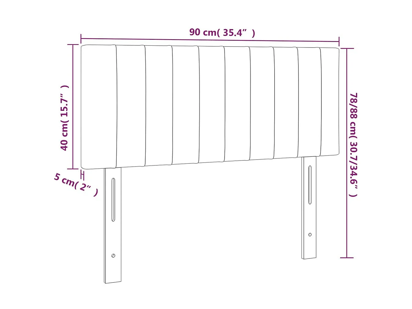 Tête de lit à LED Marron Foncé 90x5x78/88 cm Tissu