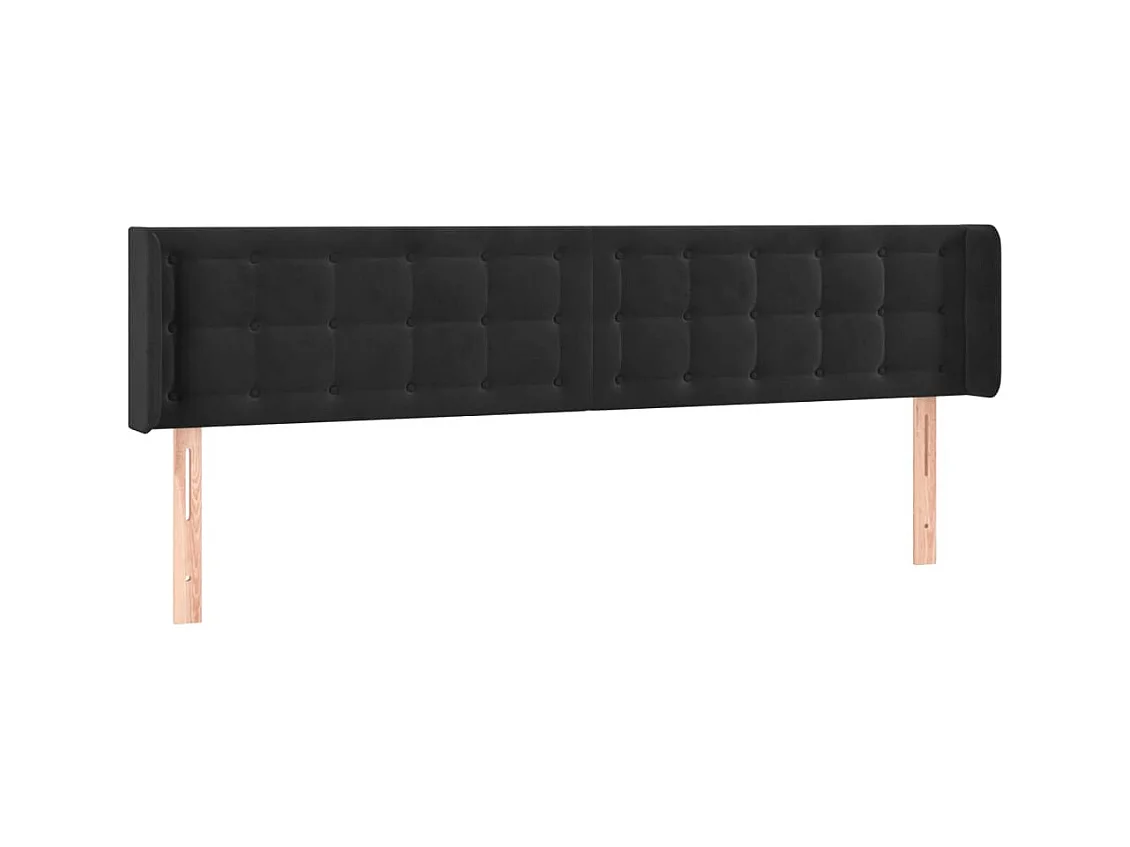 Tête de lit avec oreilles Noir 163x16x78/88 cm Velours