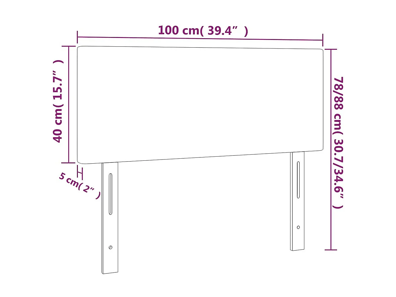 Testiera Letto Grigia 100x5x78/88 cm Ecopelle