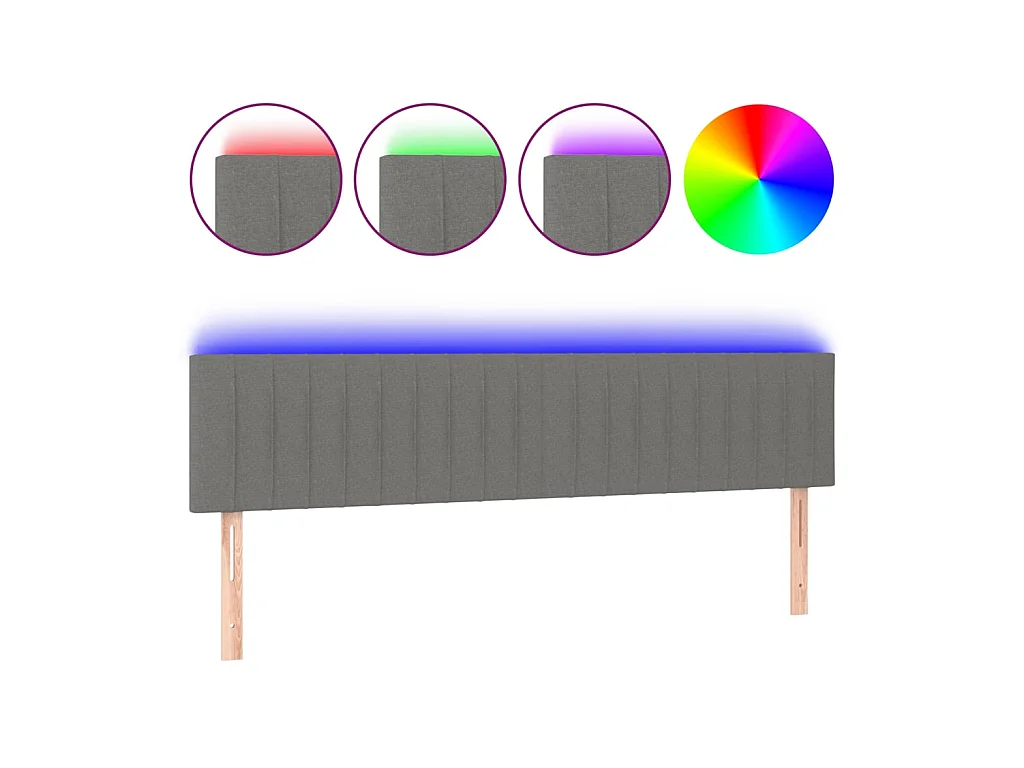 Testiera LED Grigio scuro 200x5x78/88 cm Tessuto