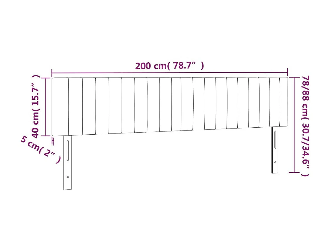 Tête de lit à LED Gris foncé 200x5x78/88 cm Tissu