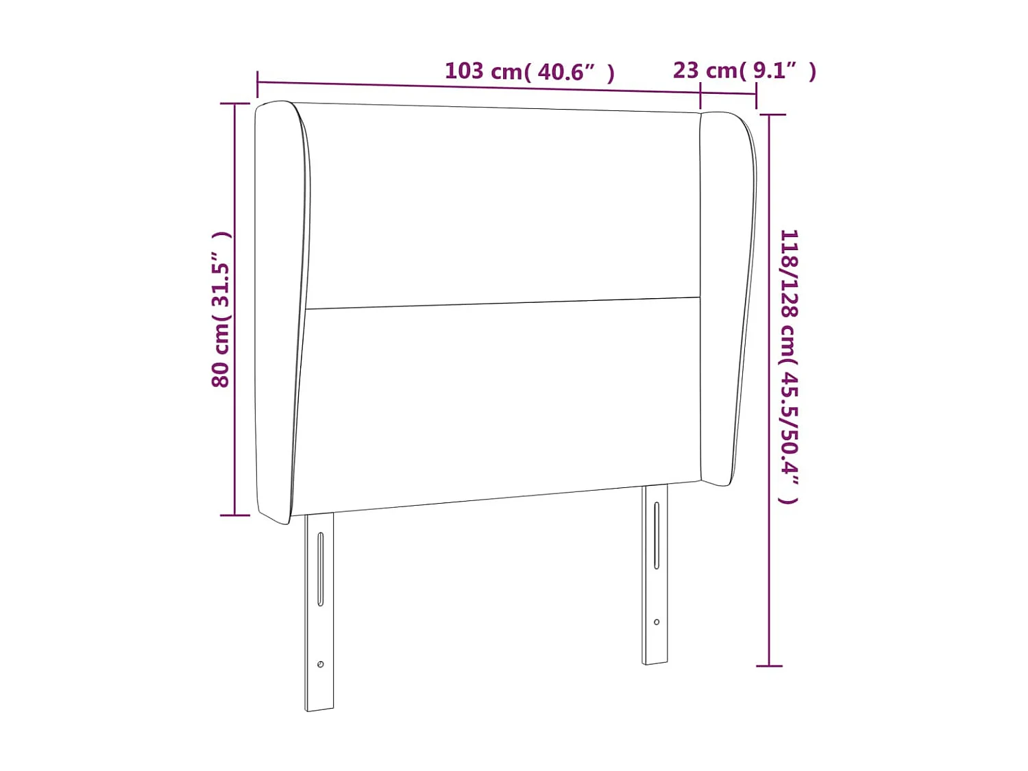 Tête de lit avec oreilles Gris clair 103x23x118/128 cm Velours