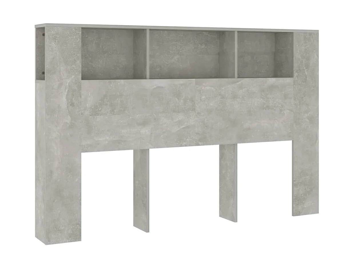 Armário de cabeceira cinza concreto 160x18,5x104,5 cm