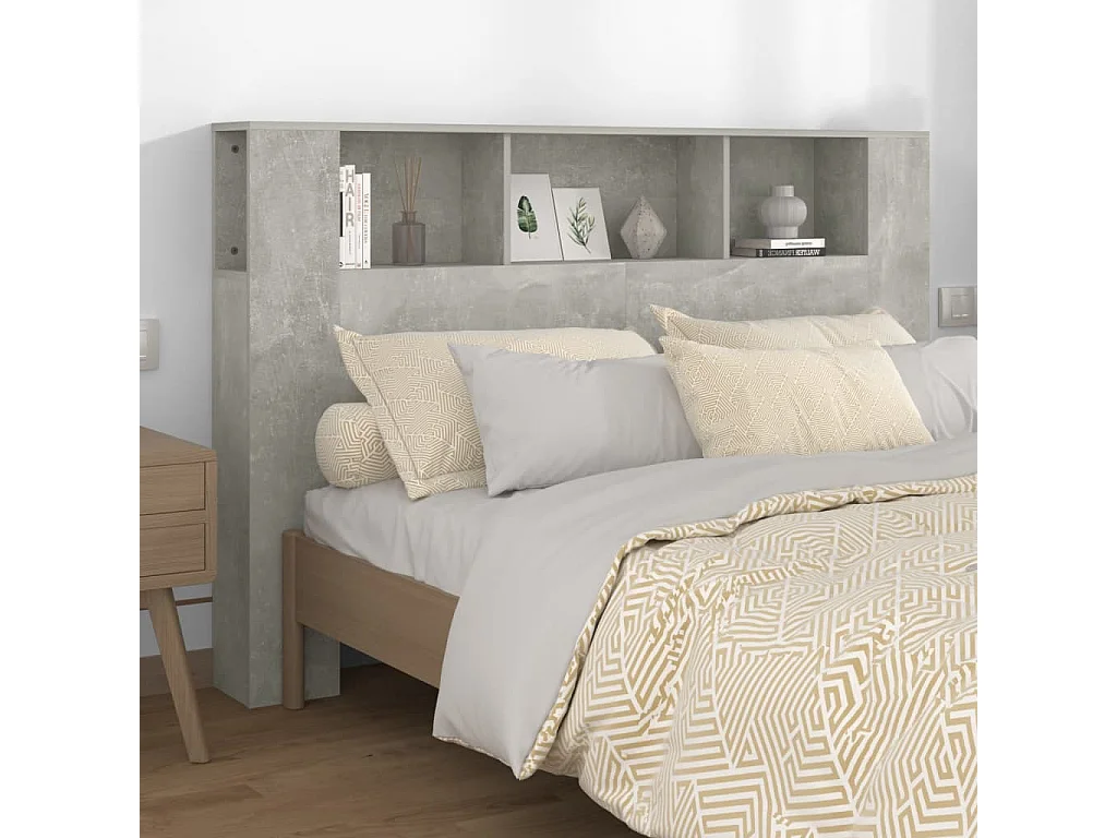 Armário de cabeceira cinza concreto 160x18,5x104,5 cm