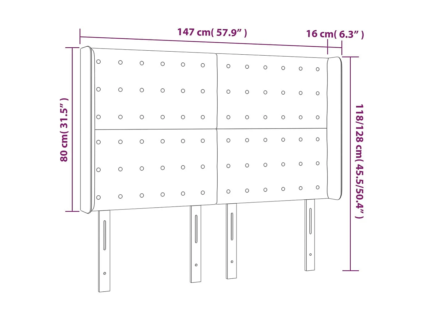 Tête de lit avec oreilles Cappuccino 147x16x118/128 cm