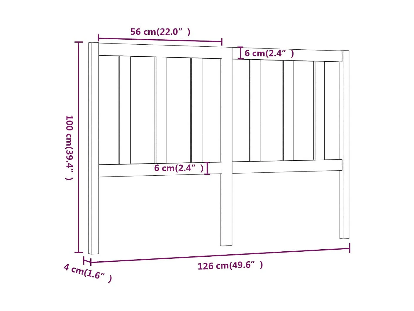 Tête de lit 126x4x100 cm Bois massif de pin