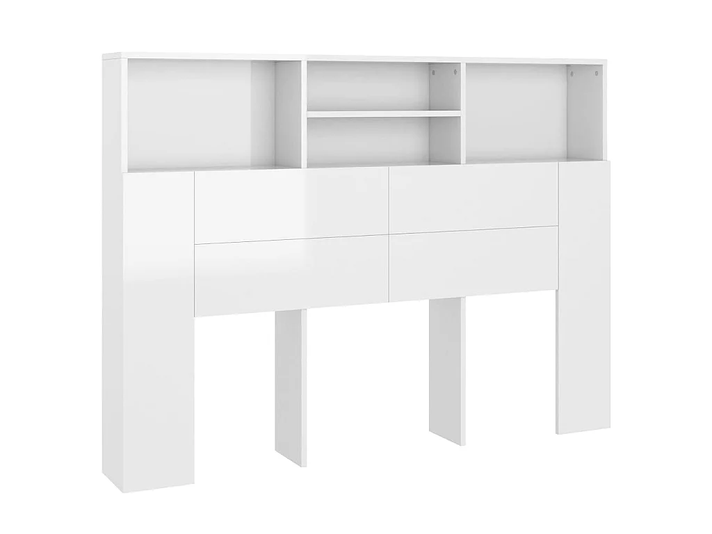 Armário de cabeceira branco brilhante 140x19x103,5 cm