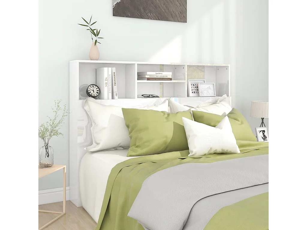 Armário de cabeceira branco brilhante 140x19x103,5 cm