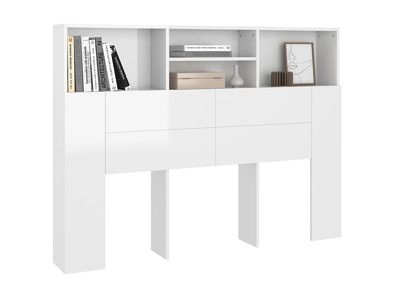 Armário de cabeceira branco brilhante 140x19x103,5 cm