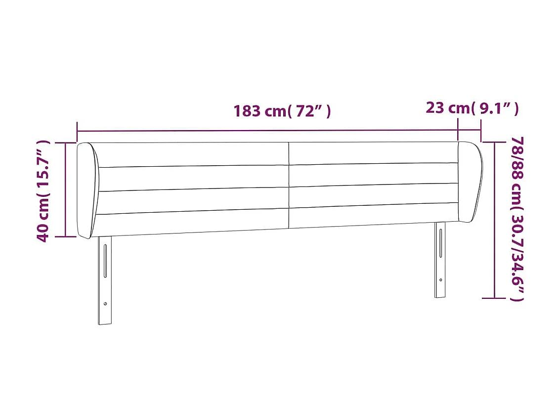 Tête de lit avec oreilles Taupe 183x23x78/88 cm Tissu