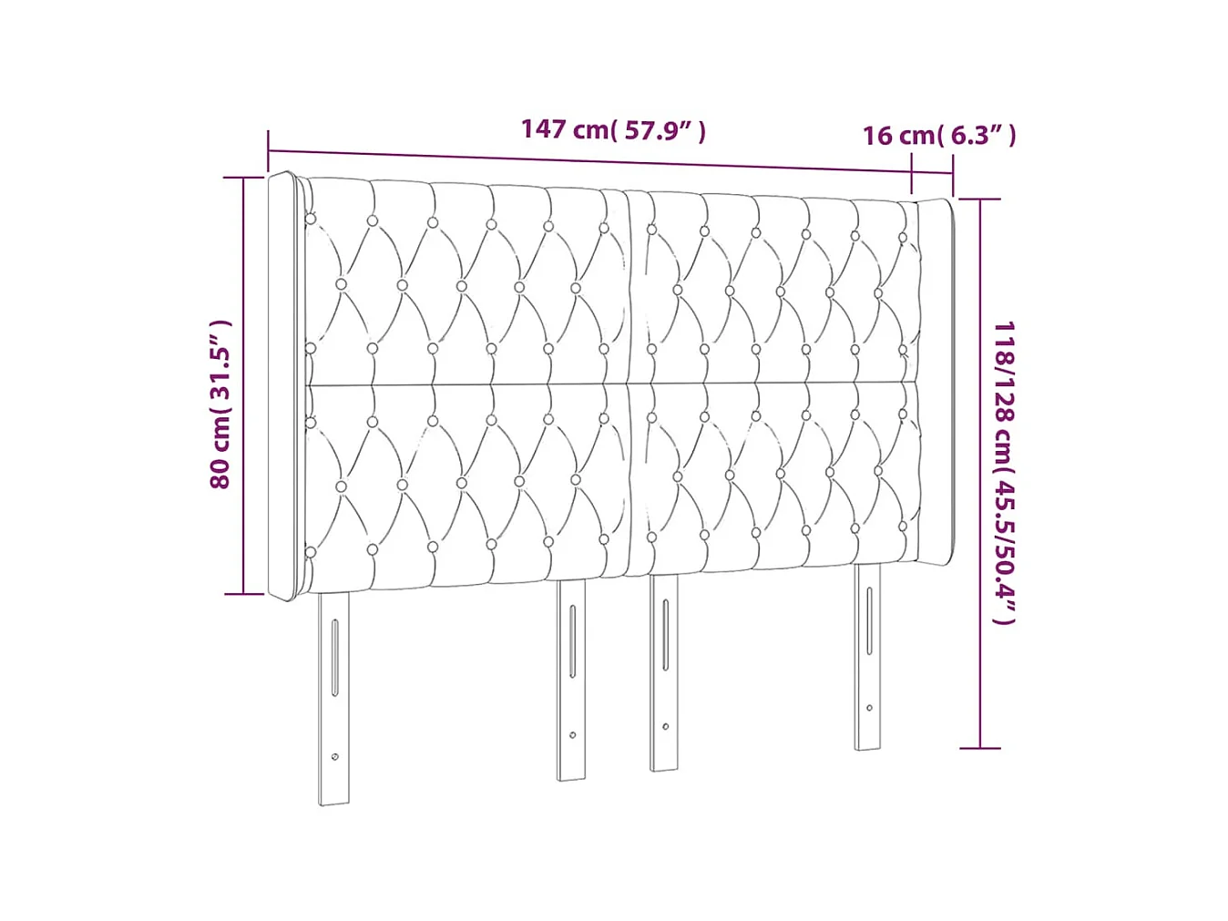 Tête de lit à LED Crème 147x16x118/128 cm Tissu