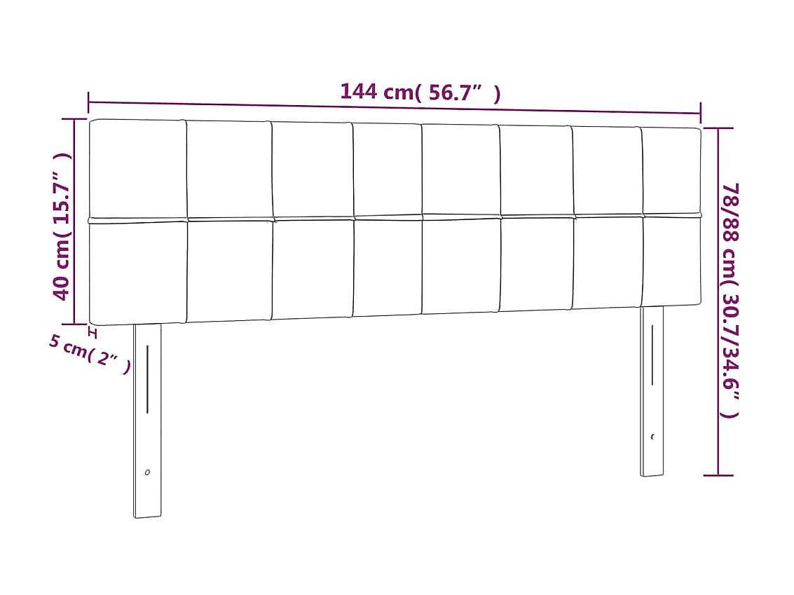 LED-Kopfteil Schwarz 144x5x78/88 cm Samt
