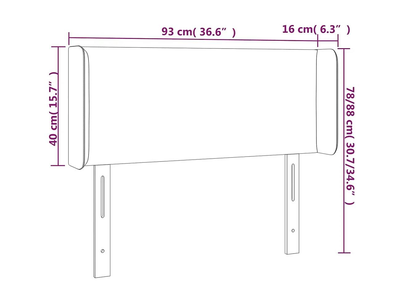 Tête de lit avec oreilles Bleu 93x16x78/88 cm Tissu